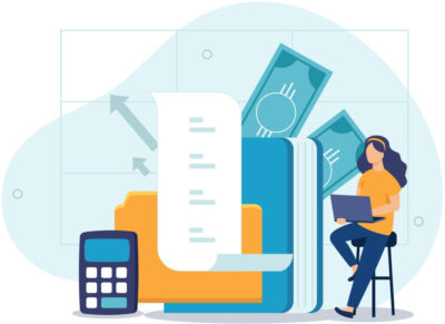 Financial illustration set. Lawyers working with public finance, tax law and other economics branches. Government spending, revenue and taxation concept. Vector illustration.